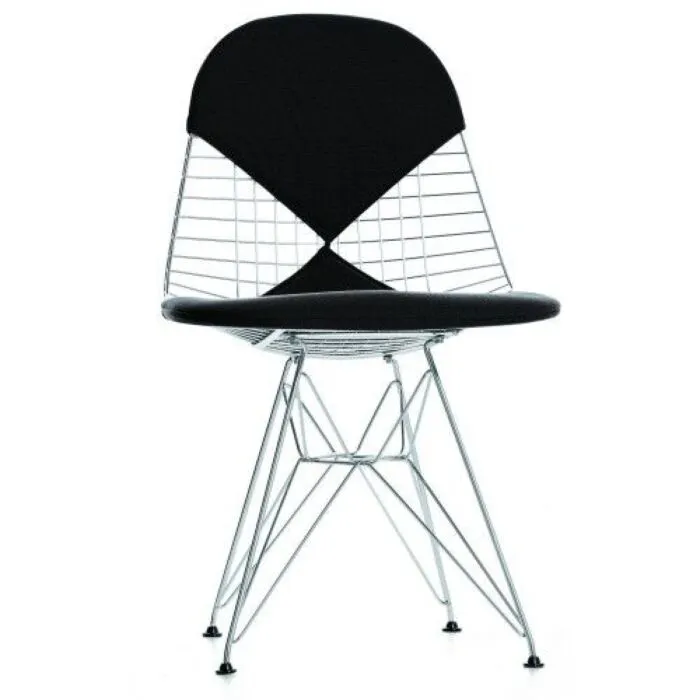 Uitverkoop Vitra Eames Wire Chair DKR 2 stoel verchroomd onderstel-Zwart