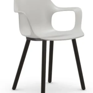 Vitra Hal RE Armchair Wood onderstel donker eiken-Cotton white Koop Vandaag