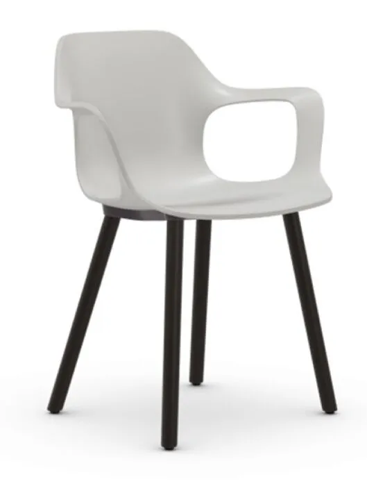 Vitra Hal RE Armchair Wood onderstel donker eiken-Cotton white Koop Vandaag