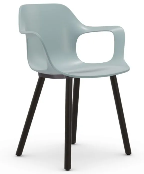 Hete Deal Vitra Hal RE Armchair Wood onderstel donker eiken-IJsgrijs