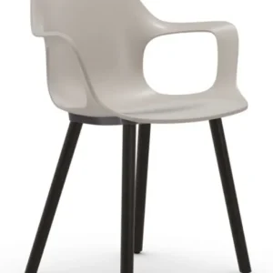 Vitra Hal RE Armchair Wood onderstel donker eiken-Warm grijs Goedkoop