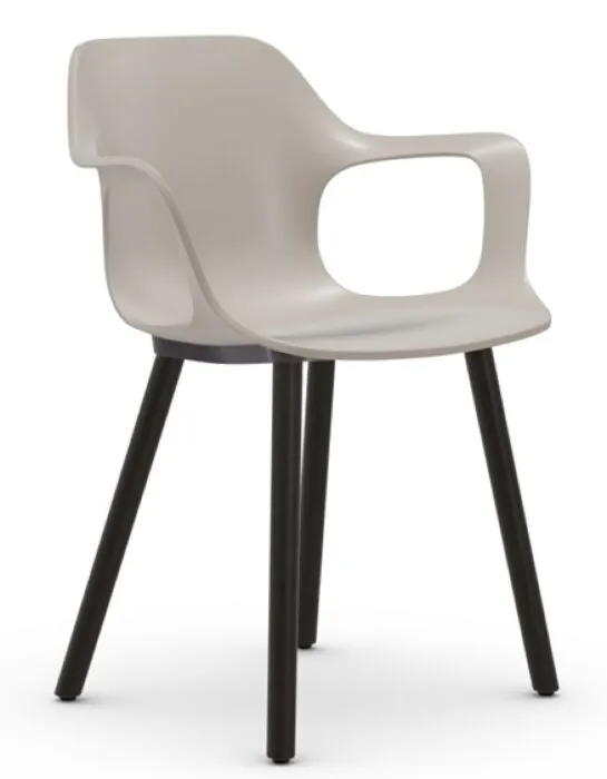 Vitra Hal RE Armchair Wood onderstel donker eiken-Warm grijs Goedkoop