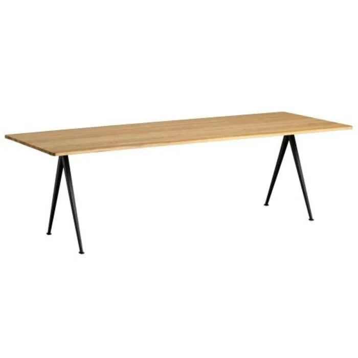 HAY Pyramid 02 eetkamertafel-300x85 cm-Helder gelakt, zwart onderstel Direct Beschikbaar