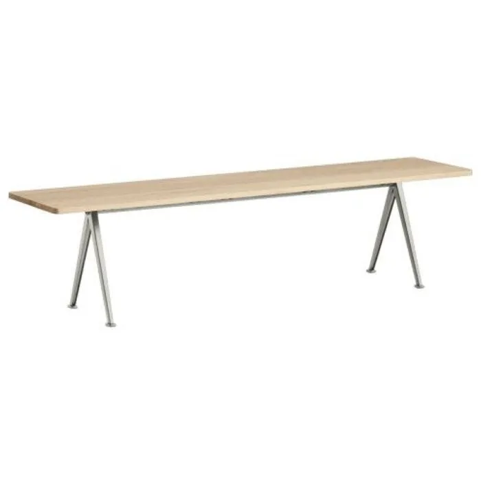 Laatste Versie HAY Pyramid 12 eetbank-190x40 cm-Helder gelakt, beige onderstel