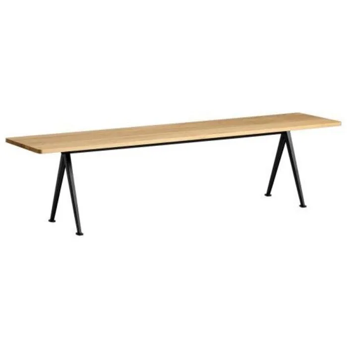 HAY Pyramid 12 eetbank-190x40 cm-Helder gelakt, zwart onderstel Op = Op