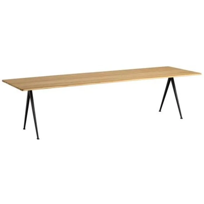 HAY Pyramid 12 eetbank-250x40 cm-Helder gelakt, zwart onderstel Nieuw