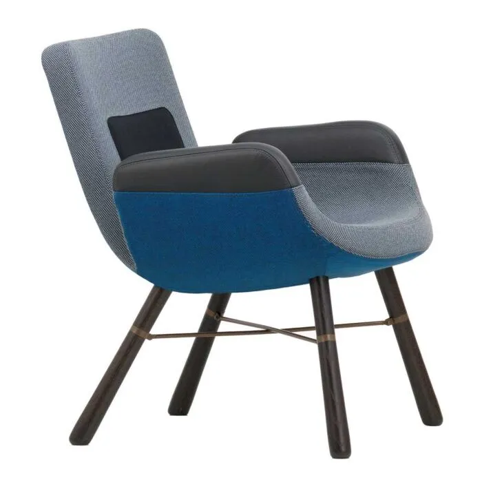 Vitra East River Chair fauteuil met donker eiken onderstel-Blue mix Rechtstreeks Van De Fabrikant