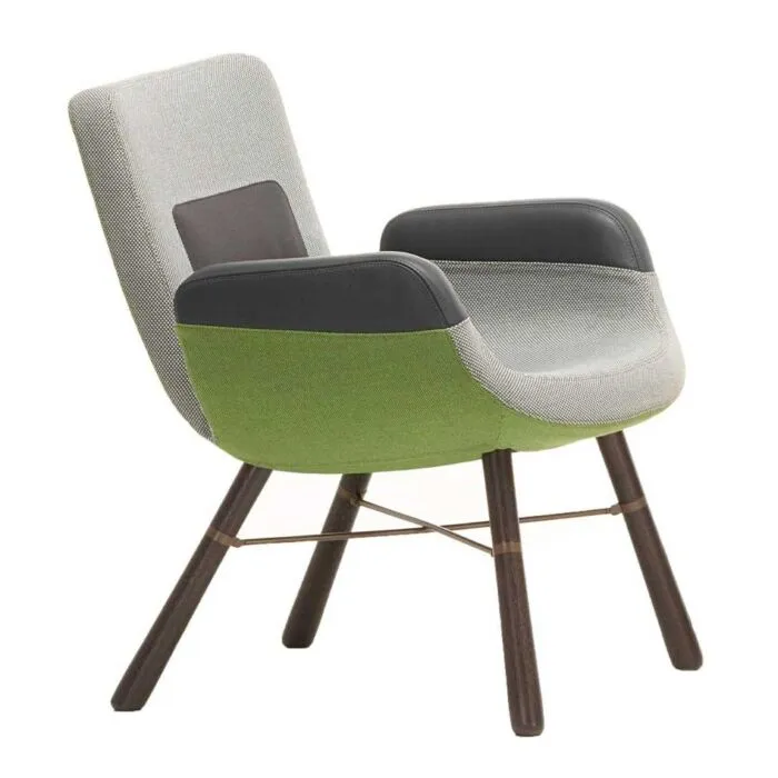 Superprijs Vitra East River Chair fauteuil met donker eiken onderstel-Green mix