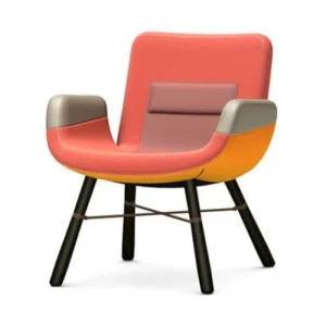Goedkoop Vitra East River Chair fauteuil met donker eiken onderstel-Red mix
