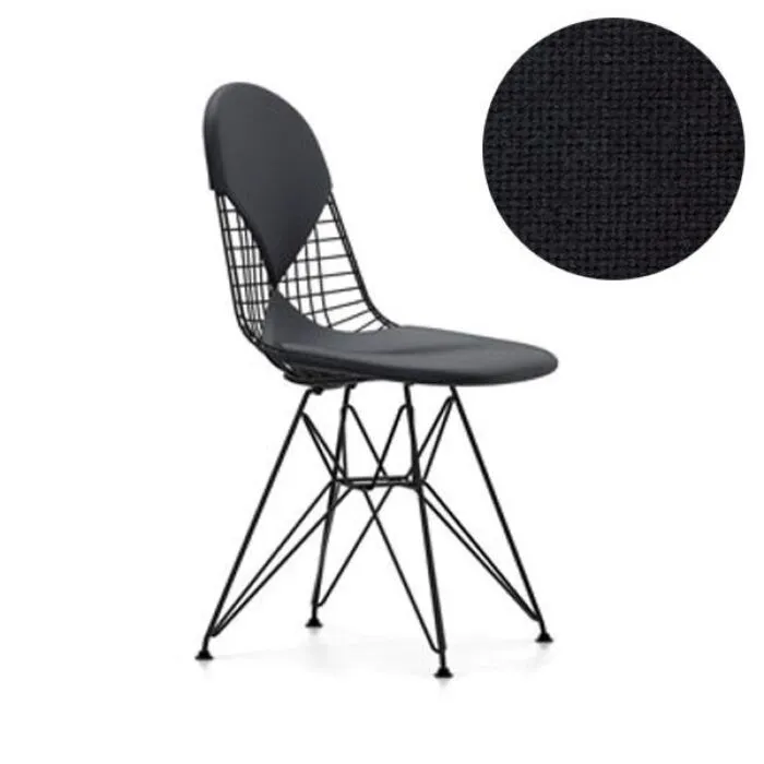 Favoriet Vitra Eames Wire Chair DKR-2 stoel zwart gepoedercoat onderstel-Hopsak 66