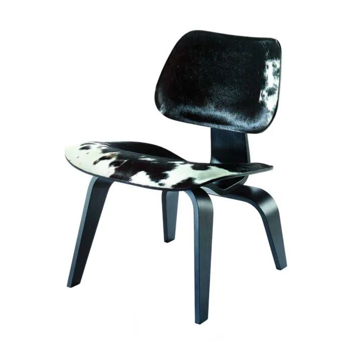 Vitra Eames LCW Calf's Skin stoel-Zwart-wit Laatste Kans