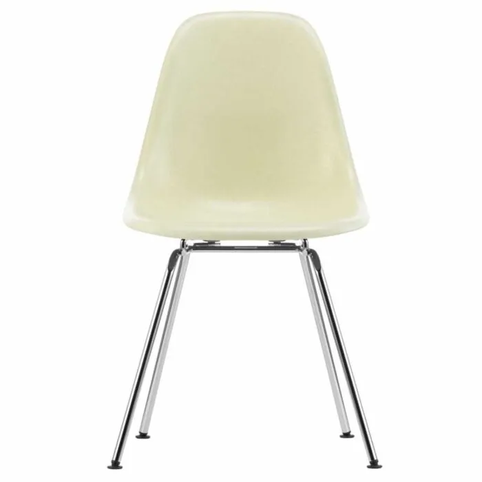 Beste Prijs Vitra Eames DSX Fiberglass stoel met verchroomd onderstel-Parchment