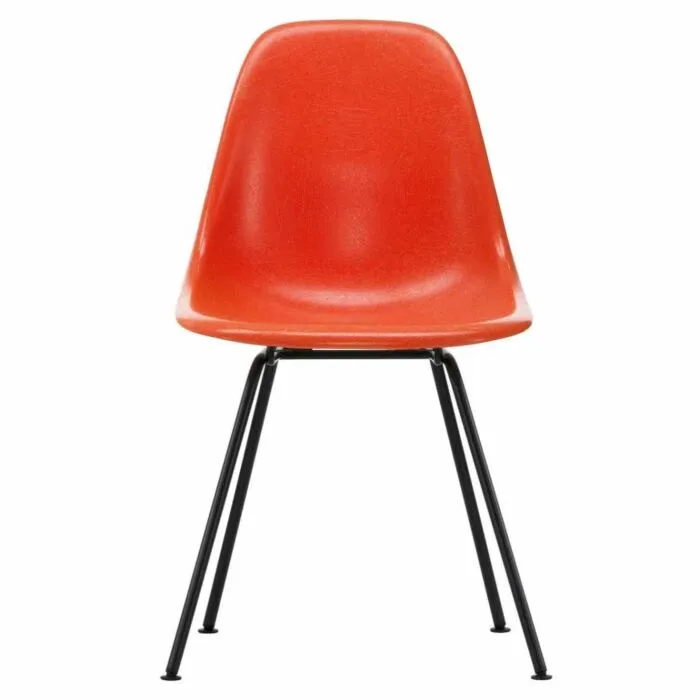 Beperkte Voorraad Vitra Eames DSX Fiberglass stoel met zwart onderstel-Red Orange