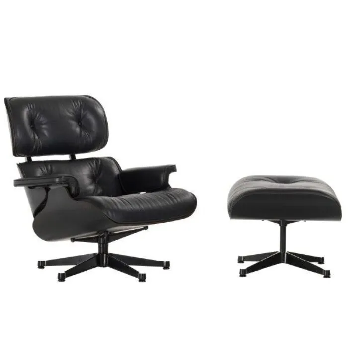Vitra Eames Lounge chair met Ottoman NM zwart Korting