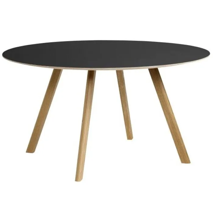 Direct Beschikbaar Hay Copenhague CPH25 water-based gelakt eiken tafel-Black-∅ 140 cm