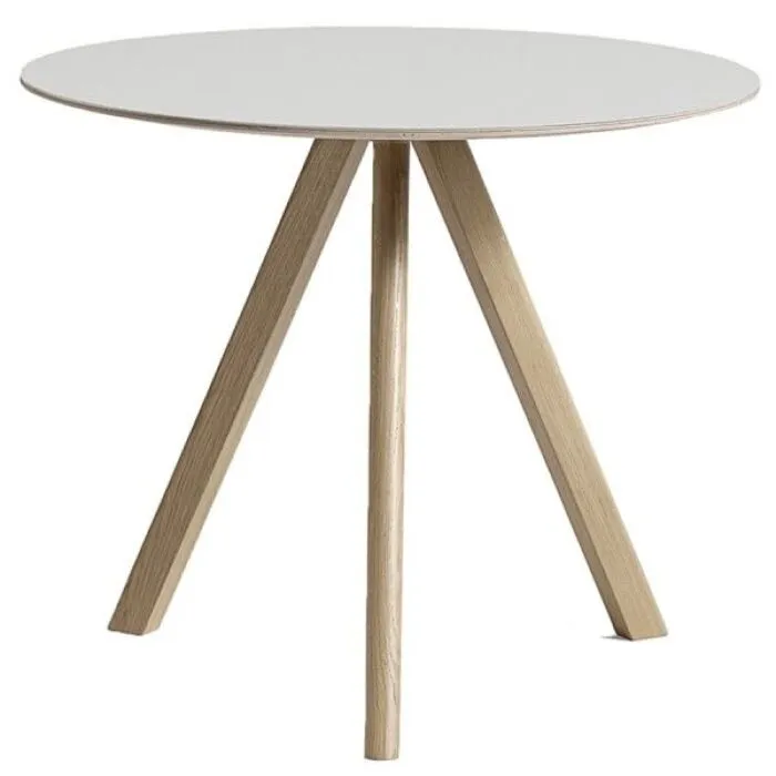 Gecertificeerd HAY Copenhague CPH20 water-based gelakt eiken onderstel tafel-Off-white-∅ 90 cm