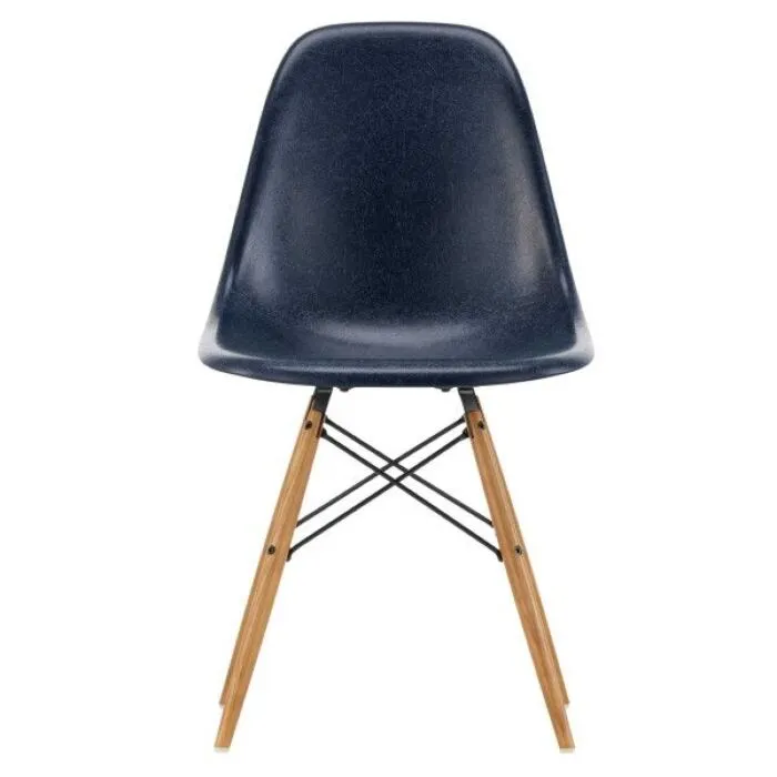 Vitra Eames DSW Fiberglass stoel met esdoorn goud onderstel-Navy Blue Koopje