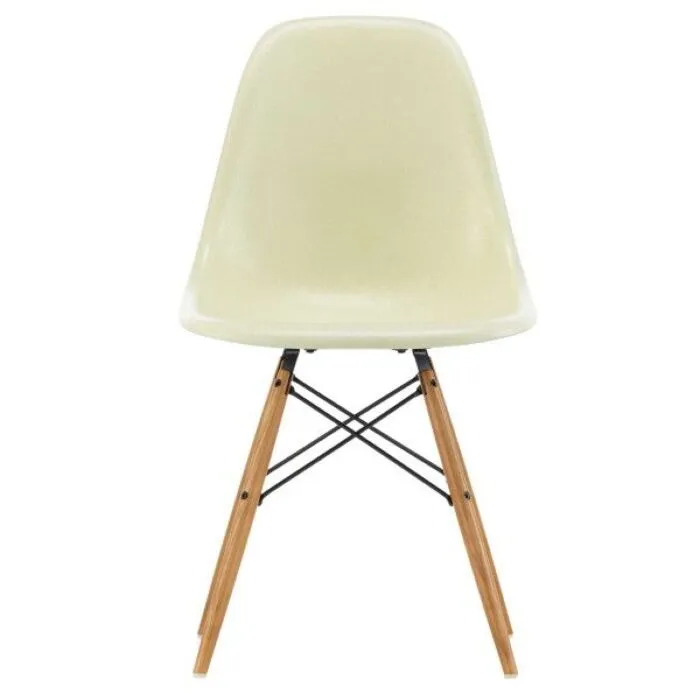 Vitra Eames DSW Fiberglass stoel met esdoorn goud onderstel-Parchment Exclusieve Aanbieding