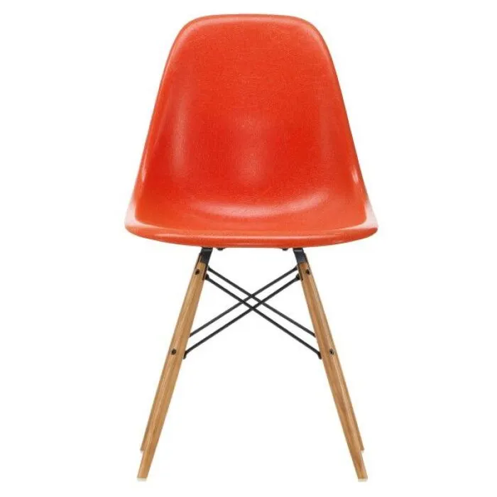 Vitra Eames DSW Fiberglass stoel met esdoorn goud onderstel-Red Orange Finale Uitverkoop