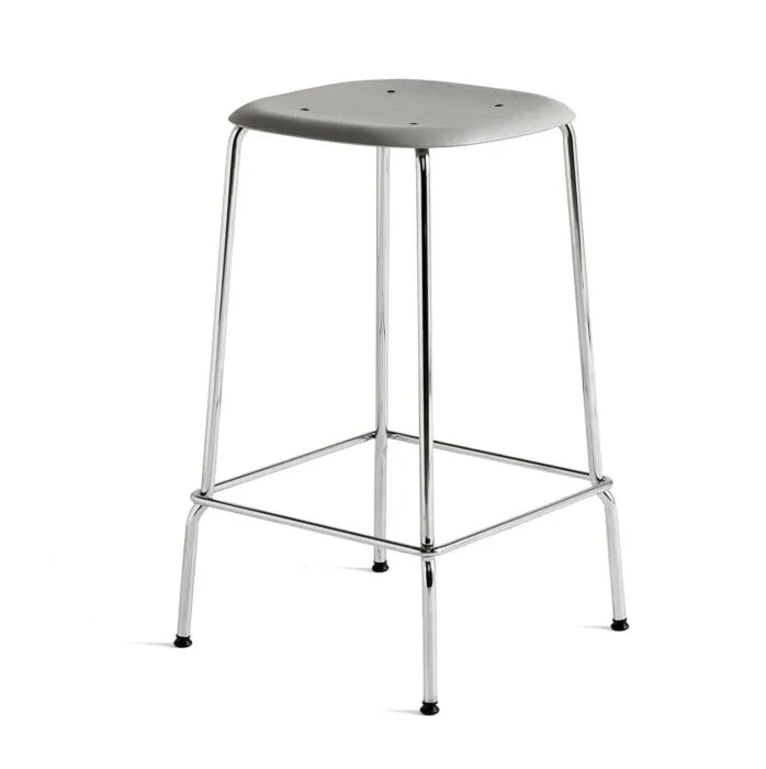 Hay Soft Edge 80 chroom onderstel barkruk-Soft grey-Zithoogte 65 cm Veilige Betaling