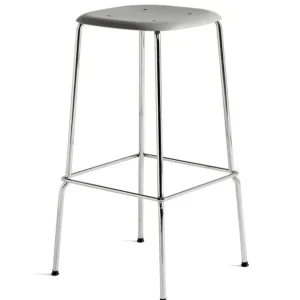 Must-Have Hay Soft Edge 80 chroom onderstel barkruk-Soft grey-Zithoogte 75 cm