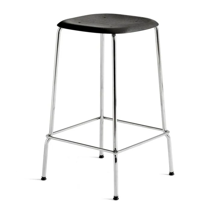 Hay Soft Edge 80 chroom onderstel barkruk-Eiken-zwart-Zithoogte 65 cm Gratis Retour