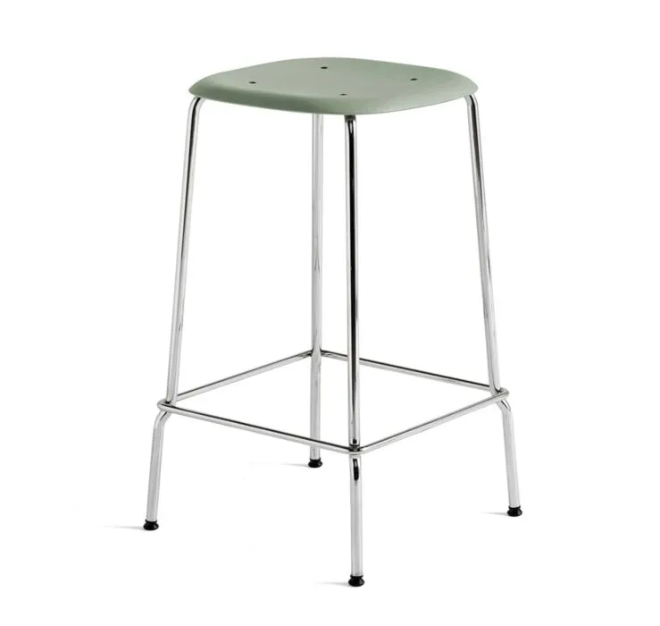 Shop Nu Hay Soft Edge 80 chroom onderstel barkruk-Dusty green-Zithoogte 65 cm