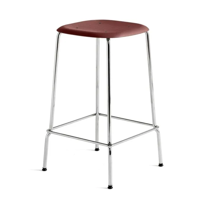 Express Levering Hay Soft Edge 80 chroom onderstel barkruk-Fall red-Zithoogte 65 cm