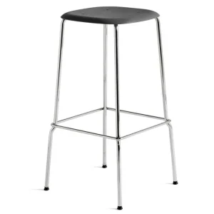 Hay Soft Edge 80 chroom onderstel barkruk-Soft black-Zithoogte 75 cm Hete Deal