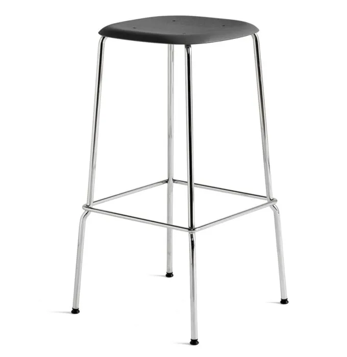 Hay Soft Edge 80 chroom onderstel barkruk-Soft black-Zithoogte 75 cm Hete Deal