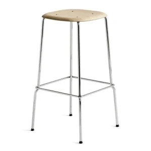 Hay Soft Edge 80 chroom onderstel barkruk-Eiken-Zithoogte 75 cm Speciale Aanbieding