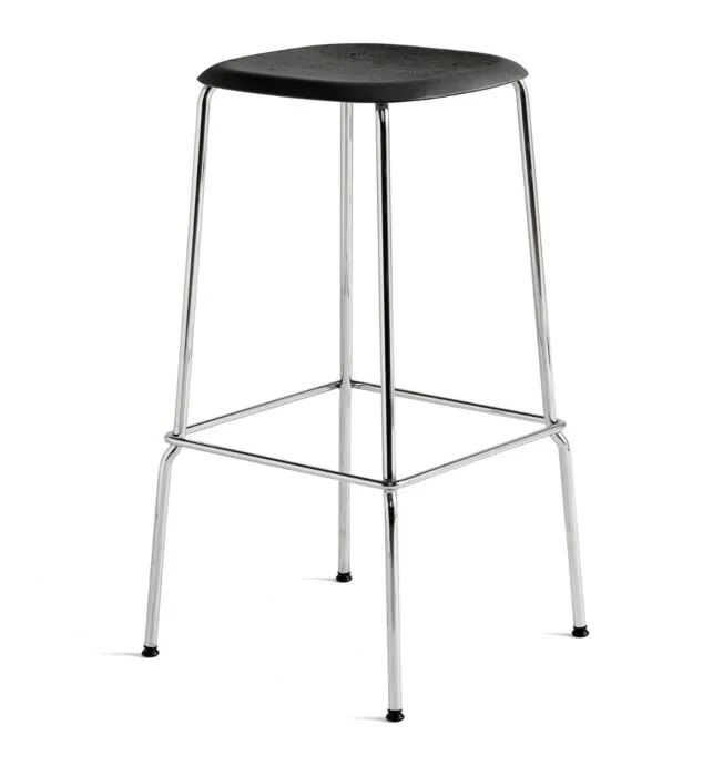 Hay Soft Edge 80 chroom onderstel barkruk-Black-Zithoogte 75 cm Hete Deal