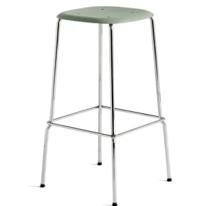 Veilige Betaling Hay Soft Edge 80 chroom onderstel barkruk-Dusty green-Zithoogte 75 cm