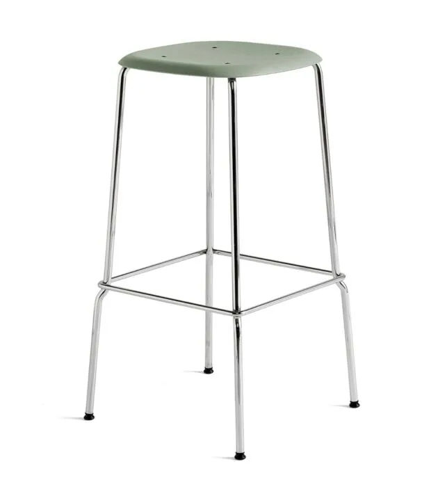 Veilige Betaling Hay Soft Edge 80 chroom onderstel barkruk-Dusty green-Zithoogte 75 cm