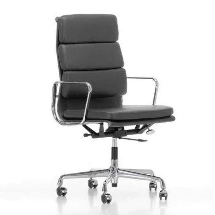 Dagaanbieding Vitra EA 219 bureaustoel-Leer asfalt