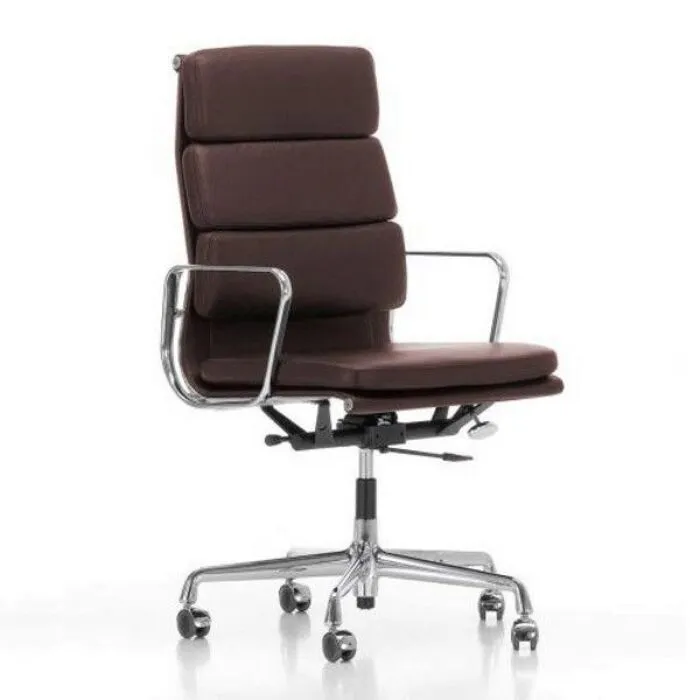 Vitra EA 219 bureaustoel-Leer kastanje Tijdelijk Beschikbaar