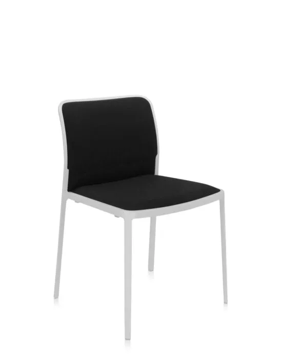 Rechtstreeks Van De Fabrikant Kartell Audrey Soft wit stoel-Wit-zwart-Zonder armleuning