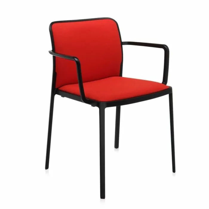 Laatste Kans Kartell Audrey Soft zwart stoel-Rood-Met armleuning