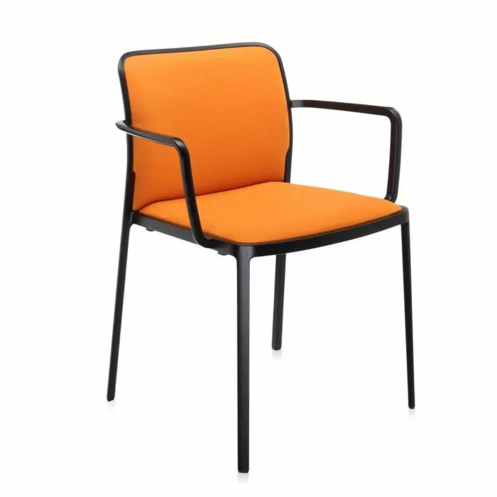 Snelle Levering Kartell Audrey Soft zwart stoel-Oranje-Met armleuning