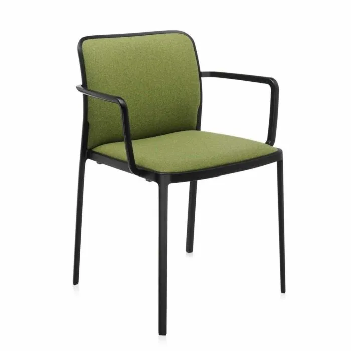 Koopje Kartell Audrey Soft zwart stoel-Zuurgroen-Met armleuning
