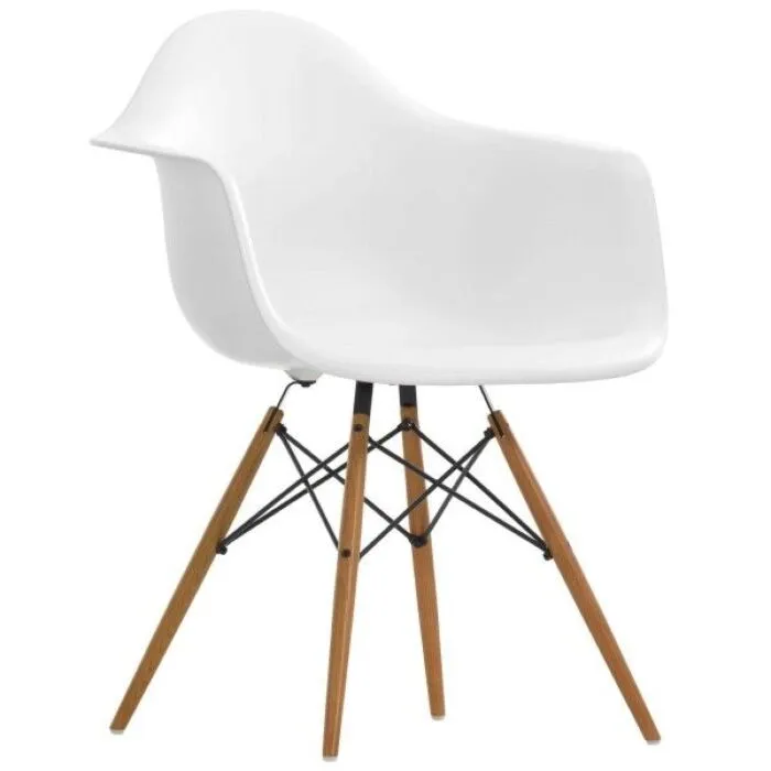 Betrouwbaar Vitra Eames DAW stoel met esdoorn goud onderstel-Wit