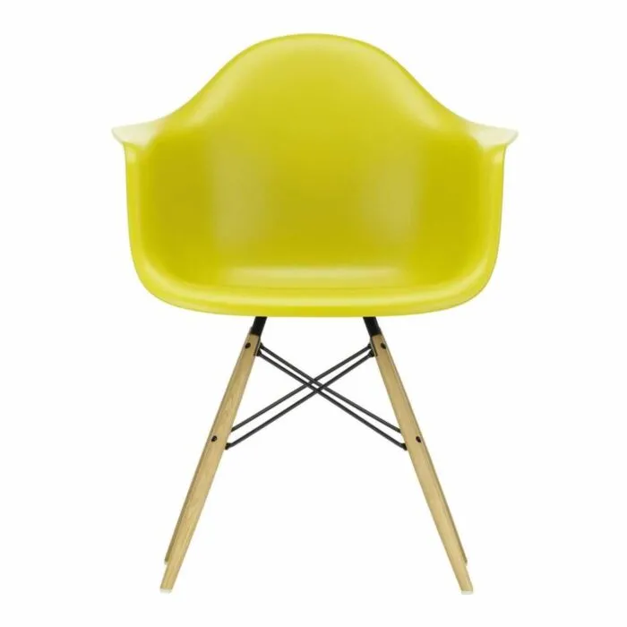 Finale Uitverkoop Vitra Eames DAW stoel met esdoorn goud onderstel-Mosterd geel
