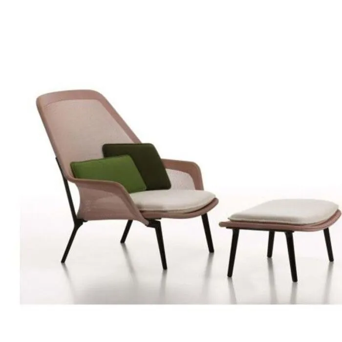 Weekendaanbieding Vitra Slow chair met Ottoman loungestoel-Rood