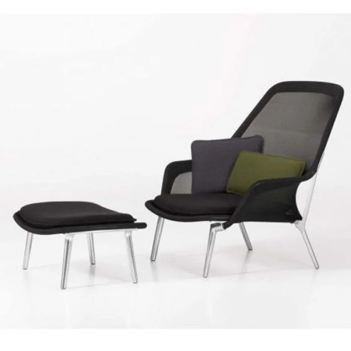 Vitra Slow chair met Ottoman loungestoel-Zwart Merkproduct