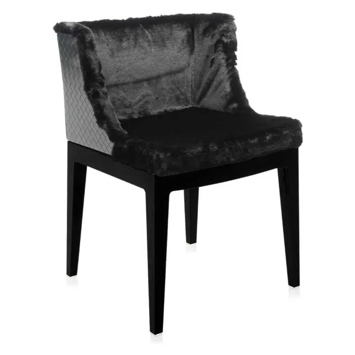 Weekendaanbieding Kartell Mademoiselle Kravitz stoel imitatiebont-Zwart-Leer
