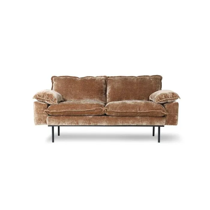 HKliving Retro 2-zits bank-Velvet-aged gold Speciale Aanbieding