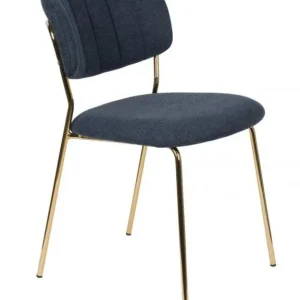 Flitsaanbieding vanHarte Jolien eetkamerstoel zonder arm goud onderstel-Dark Blue