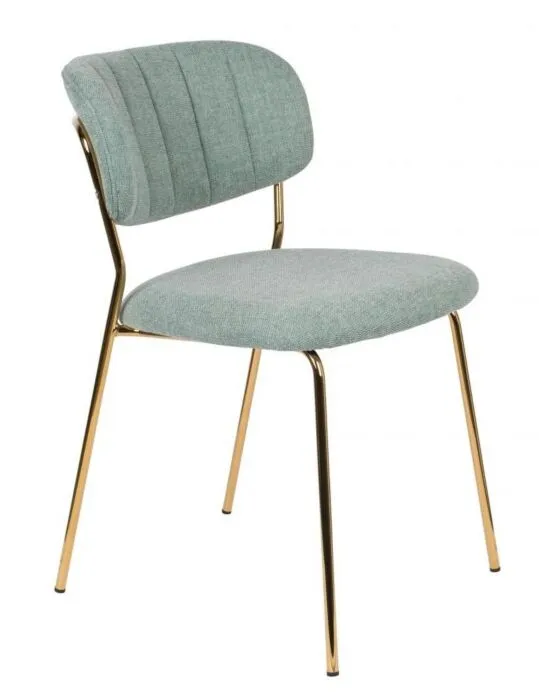 vanHarte Jolien eetkamerstoel zonder arm goud onderstel-Light green Speciale Aanbieding