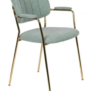 Bestseller vanHarte Jolien eetkamerstoel met armleuning goud onderstel-Light green