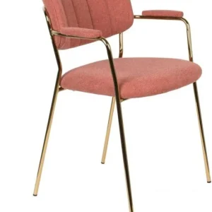 vanHarte Jolien eetkamerstoel met armleuning goud onderstel-Pink Shop Nu